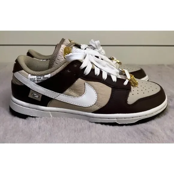 Nike Low Dunk Light Orewood Brown Gold Bling (Women's 7) - Authentic & Brand New - Picture 3 of 13